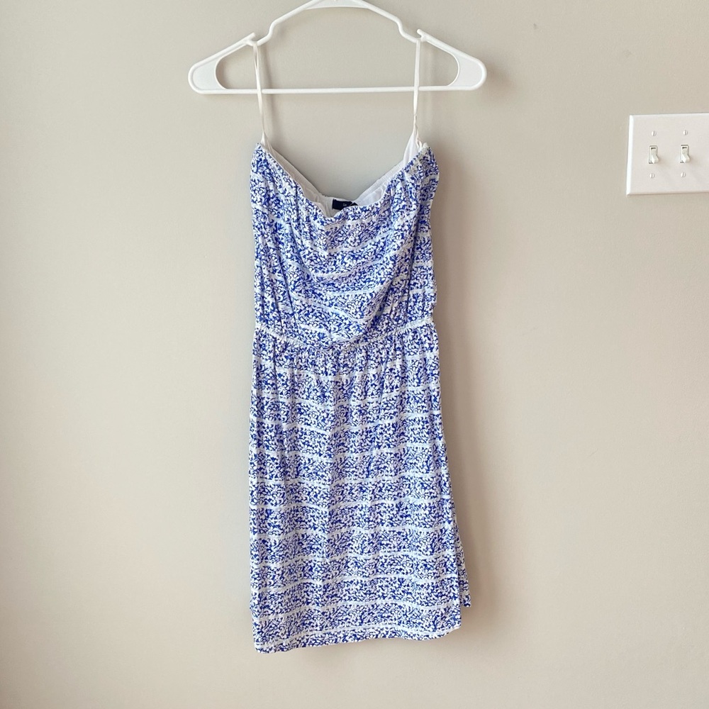 Blue & white Mini strapless dress by Gap